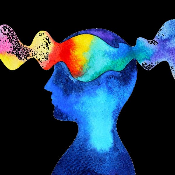 AgentOS visual identity showing a human silhouette with a multicoloured signal